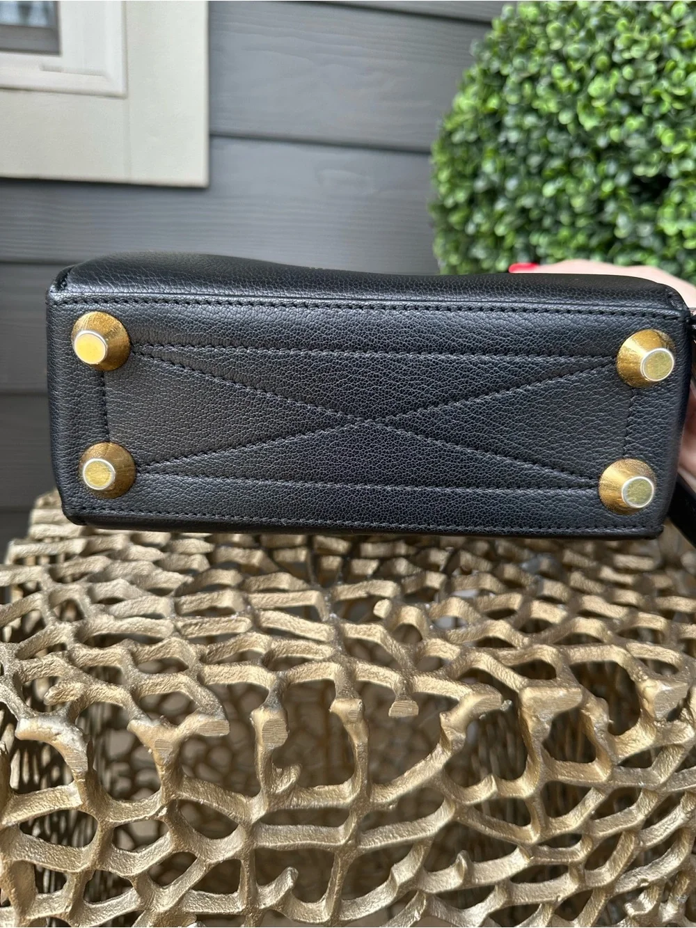 Alexander McQueen Black Leather Bag with Gold Hardware